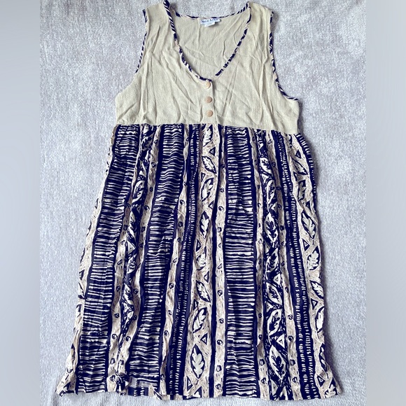 Vintage 90s Midi Dress, Boho, Printed Skirt, Size 18 - Picture 1 of 6